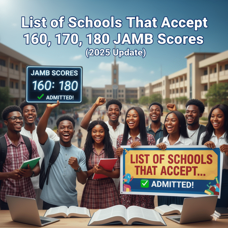 List of Schools That Accept 160, 170, 180 JAMB Scores (2025 Update)